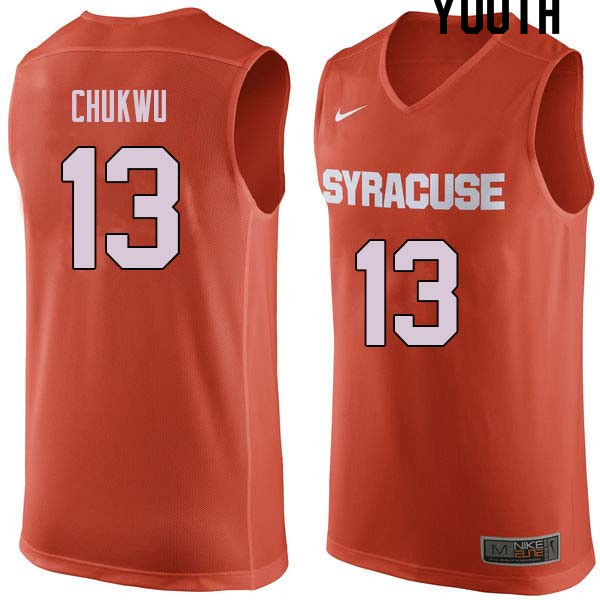 Youth #13 Paschal Chukwu Syracuse Orange College Basketball Jerseys Sale-Orange